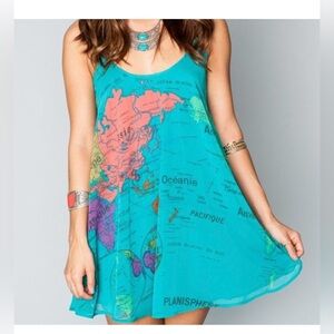 Show Me Your Mumu Colorful World Map Mini Dress